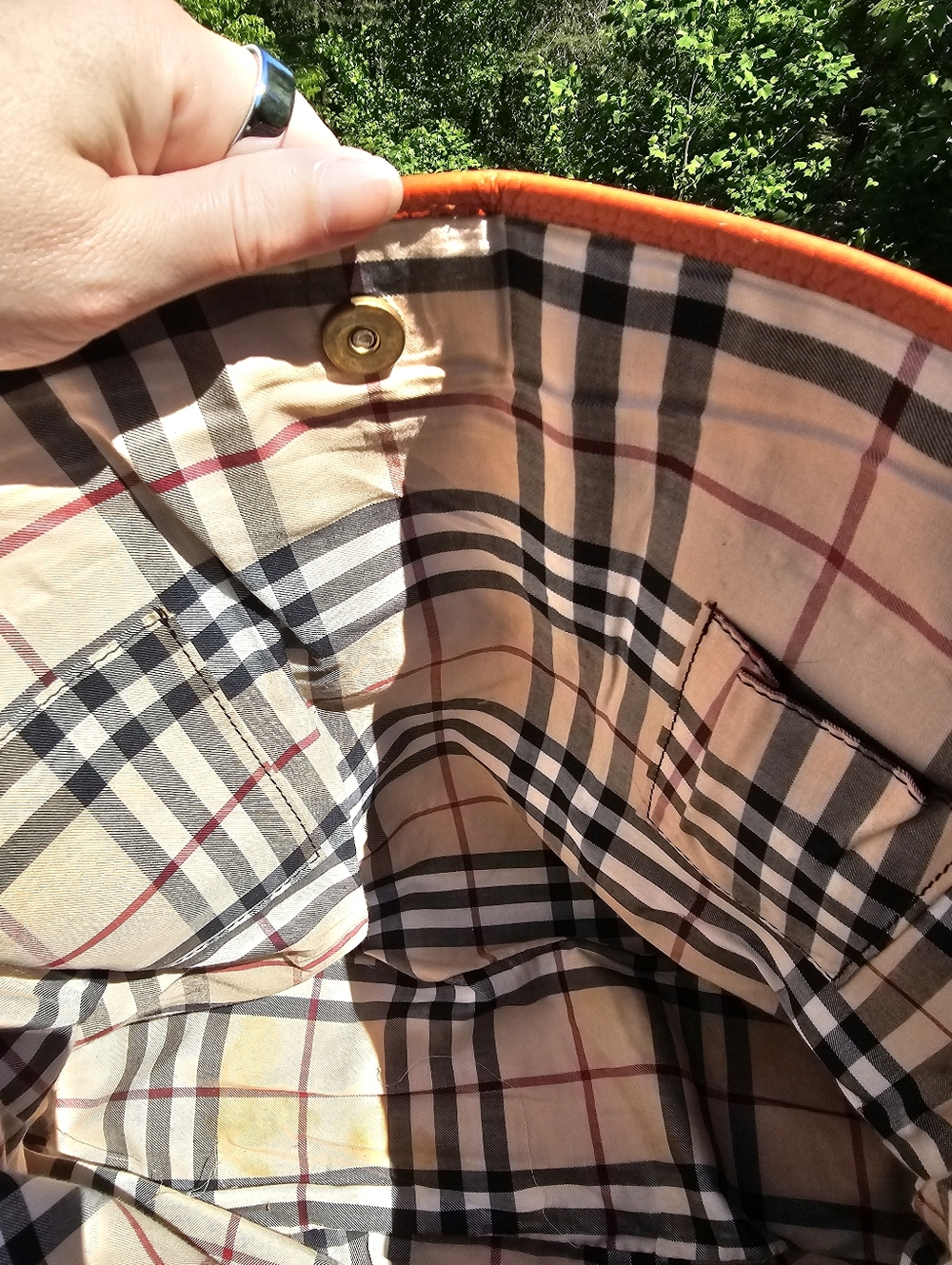 Burberry London Orange Leather Tote Bag - Picture 11 of 13